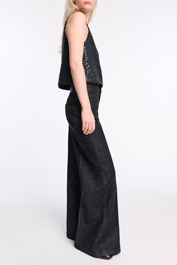 Dorothee Schumacher Sequin embellished crop top in Duchesse graphite