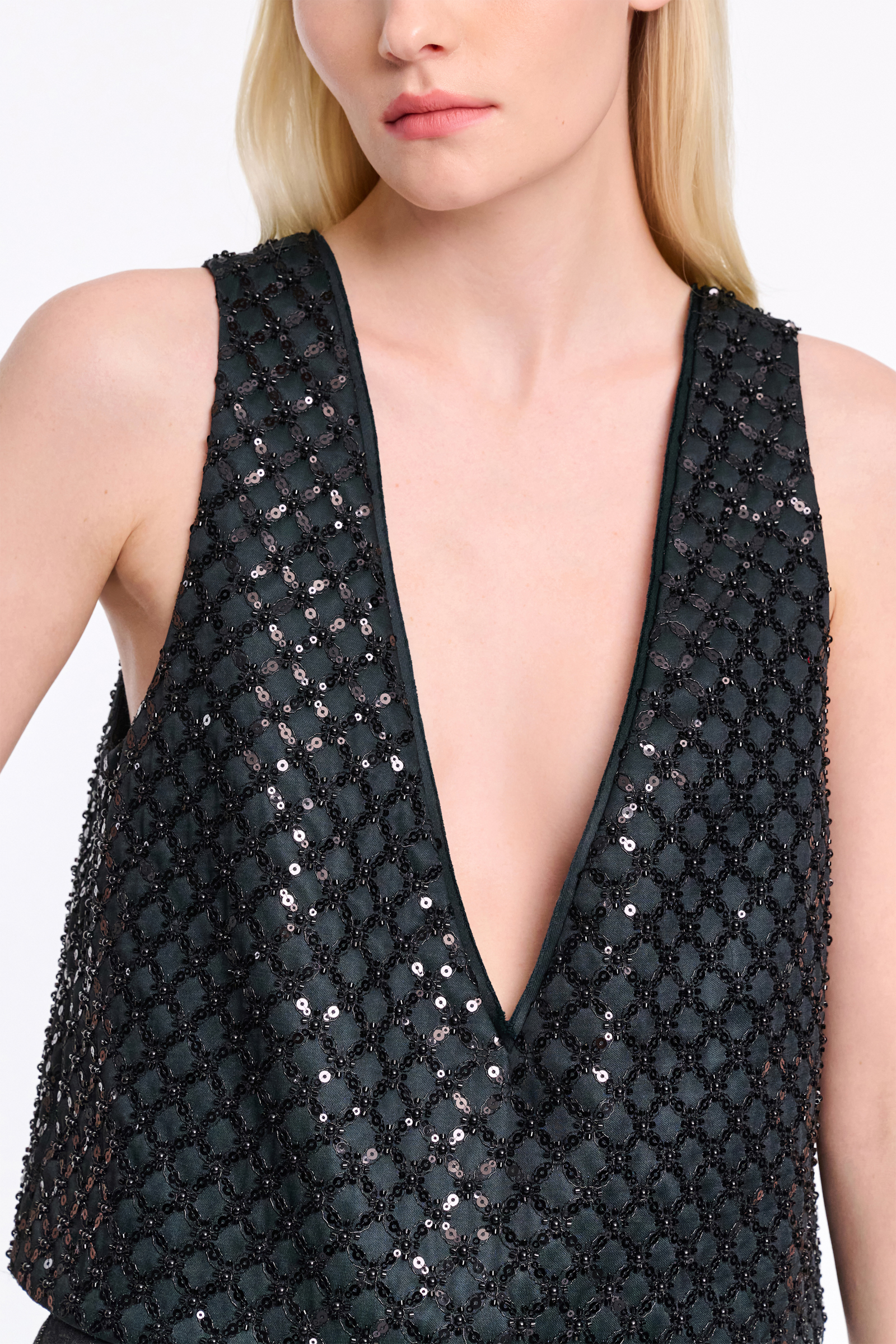 Dorothee Schumacher Cropped Top aus besticktem Duchesse graphite