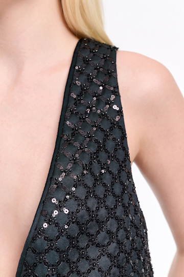 Dorothee Schumacher Sequin embellished crop top in Duchesse graphite