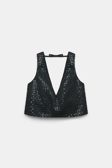 Dorothee Schumacher Cropped Top aus besticktem Duchesse graphite