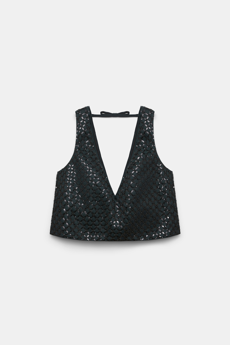 Dorothee Schumacher Cropped Top aus besticktem Duchesse graphite