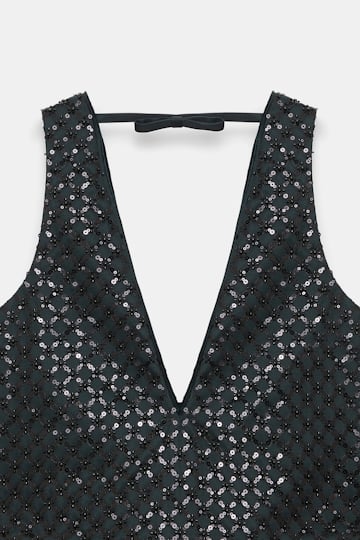 Dorothee Schumacher Sequin embellished crop top in Duchesse graphite
