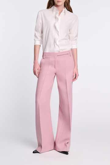 Dorothee Schumacher Cotton poplin shirt with ruffle white lilac
