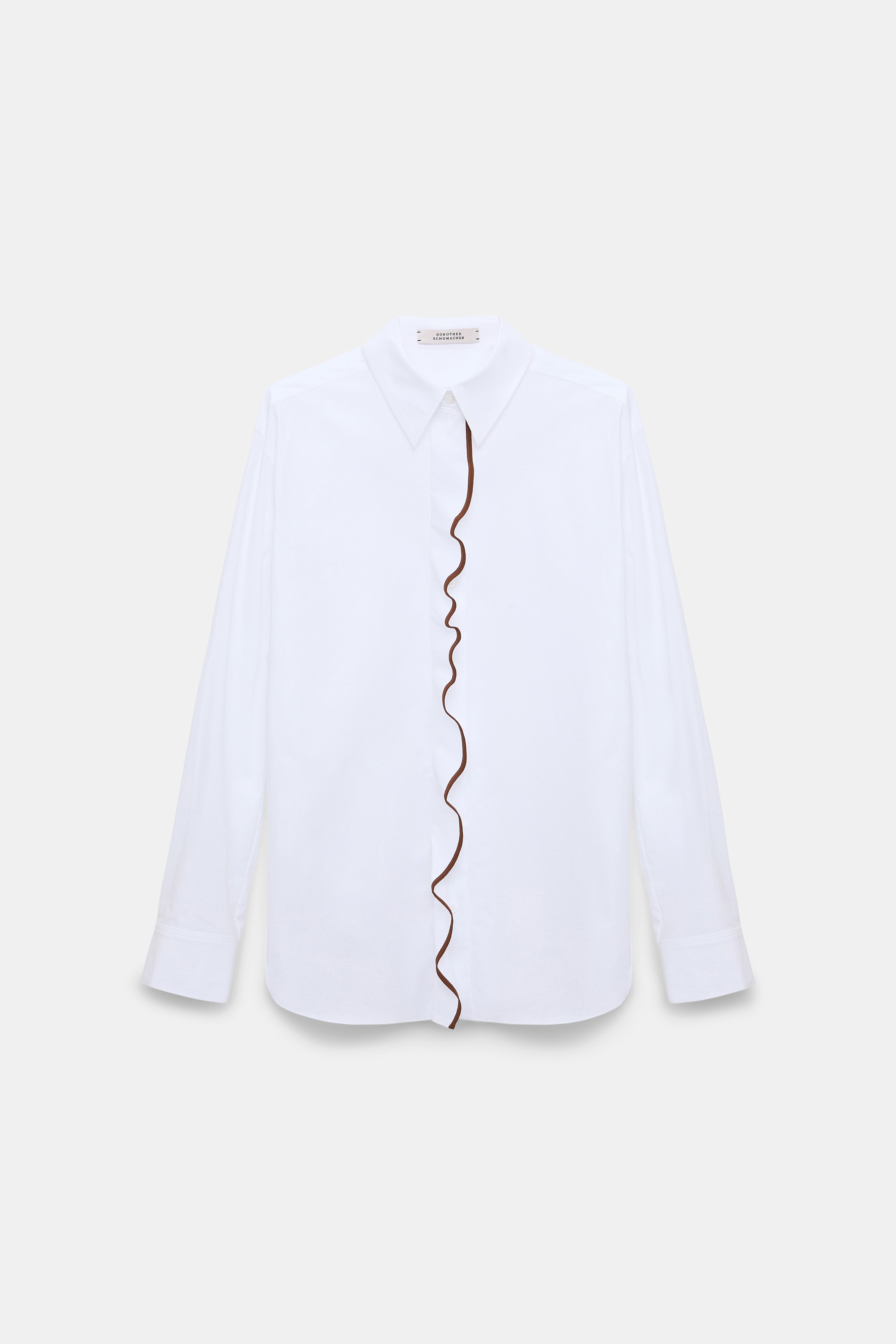 Dorothee Schumacher Cotton poplin shirt with ruffle white terra