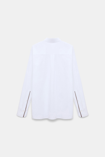 Dorothee Schumacher Cotton poplin shirt with ruffle white terra