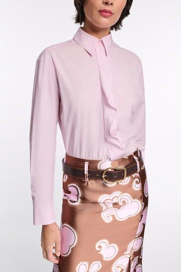 Dorothee Schumacher Cotton poplin shirt with ruffle rose