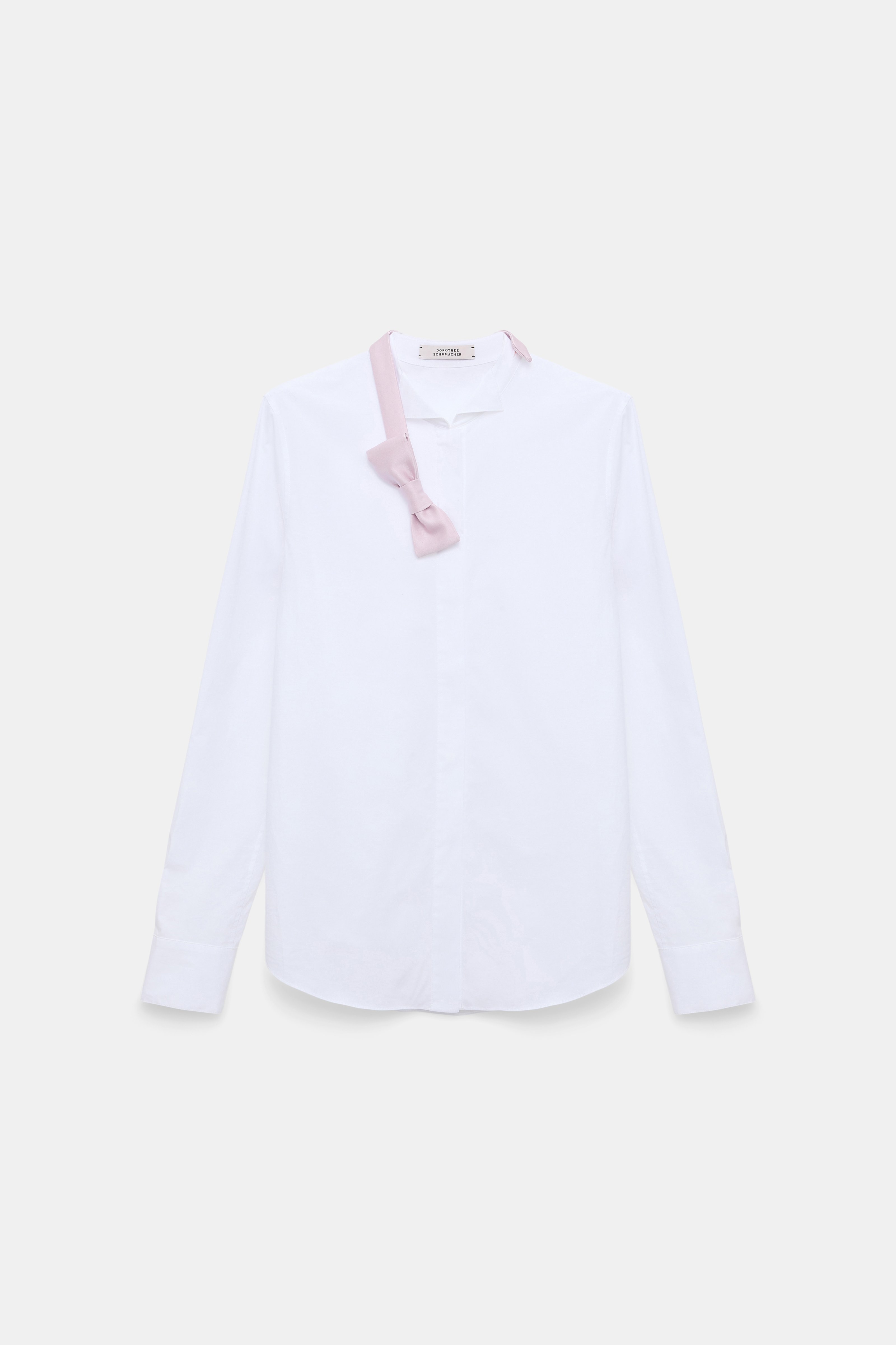 Dorothee Schumacher Hemd mit spitzem Stehkragen und Bow aus Baumwoll-Popeline white lilac