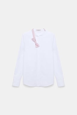 Dorothee Schumacher Hemd mit spitzem Stehkragen und Bow aus Baumwoll-Popeline white lilac