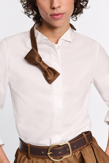 Dorothee Schumacher Cotton poplin shirt with bowtie detail white terra