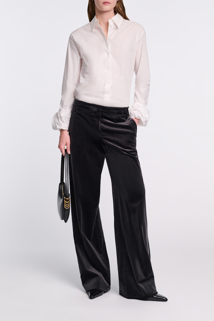 Dorothee Schumacher Bluse mit twisted Ballon-Cuffs aus Baumwoll-Popeline pure white