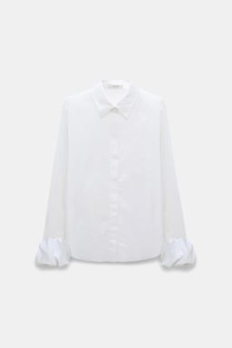 Dorothee Schumacher Cotton poplin blouse with twisted balloon cuffs pure white