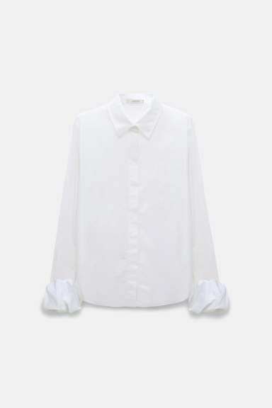 Dorothee Schumacher Bluse mit twisted Ballon-Cuffs aus Baumwoll-Popeline pure white