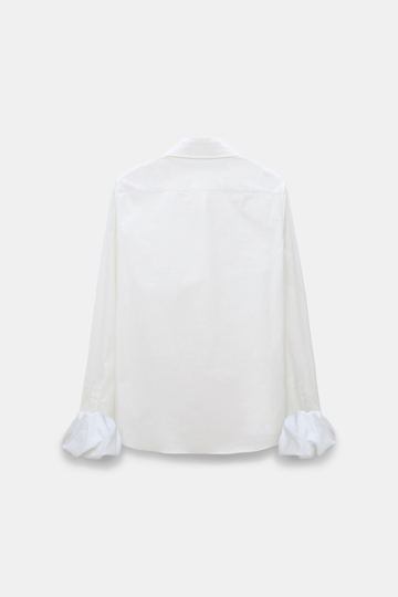 Dorothee Schumacher Cotton poplin blouse with twisted balloon cuffs pure white
