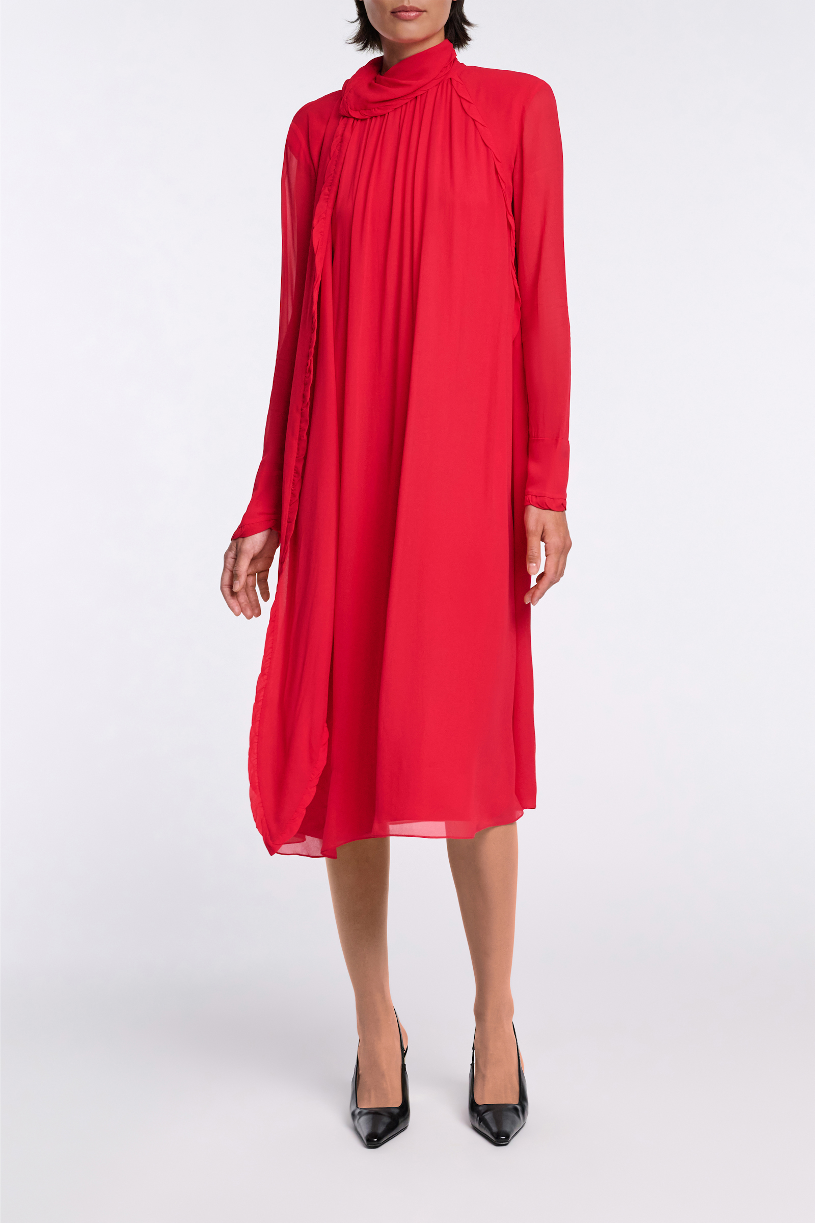 Dorothee Schumacher Turtleneck scarf dress in georgette lollipop
