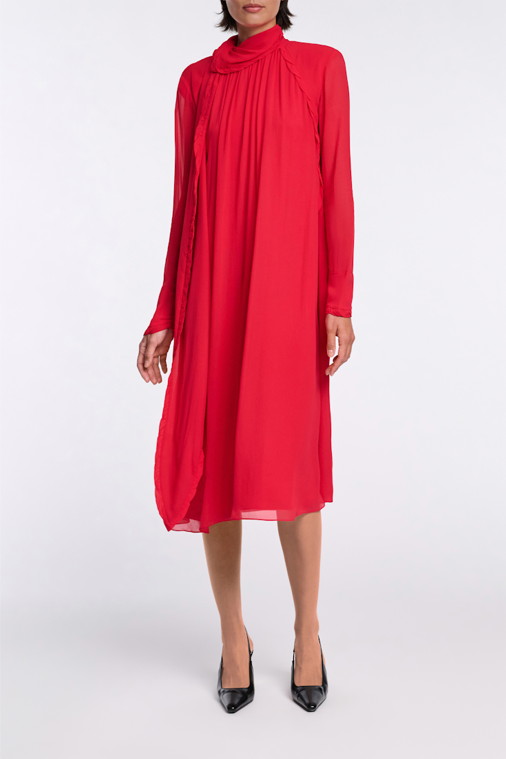 Dorothee Schumacher Turtleneck scarf dress in georgette lollipop