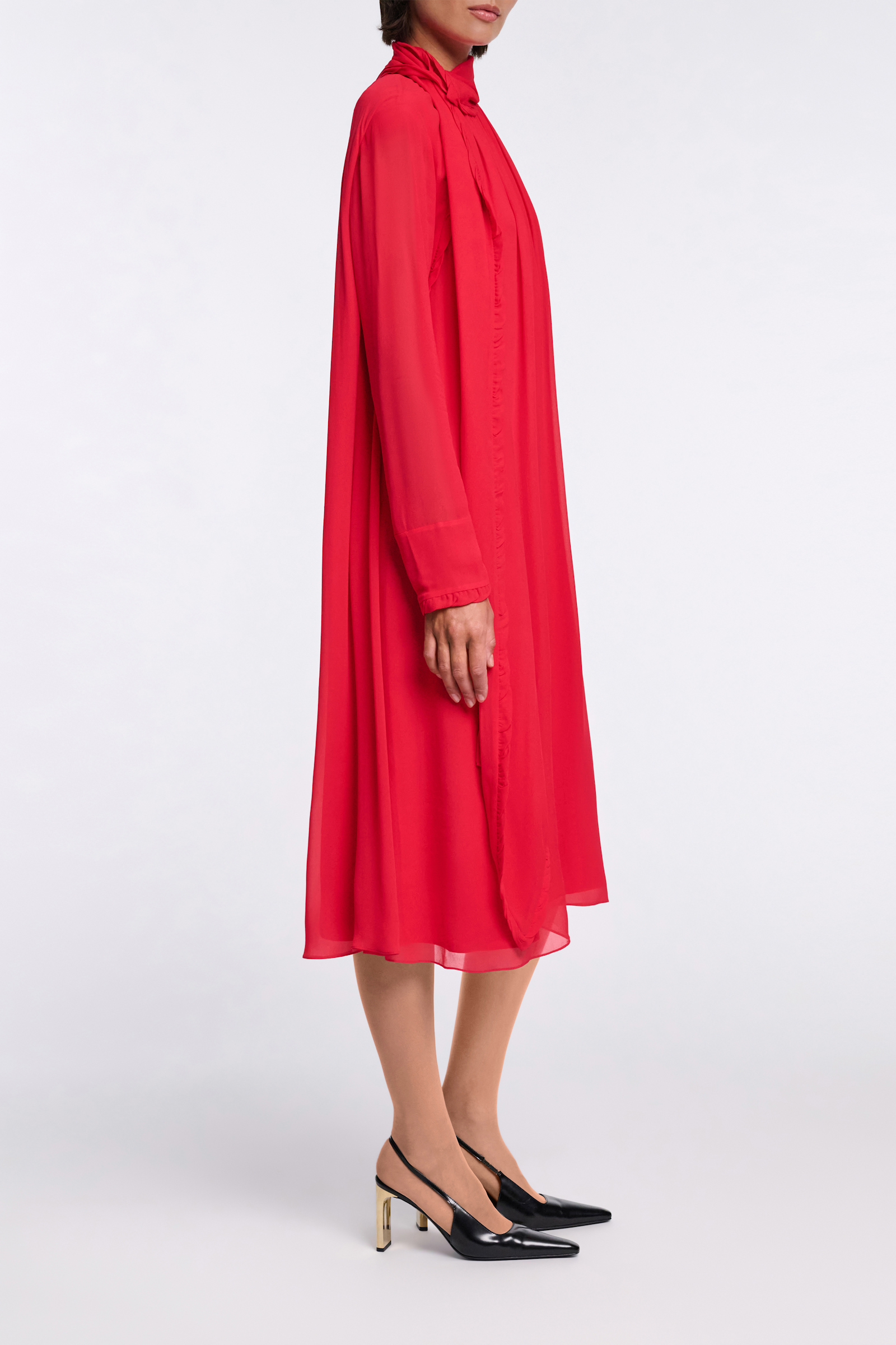 Dorothee Schumacher Turtleneck scarf dress in georgette lollipop