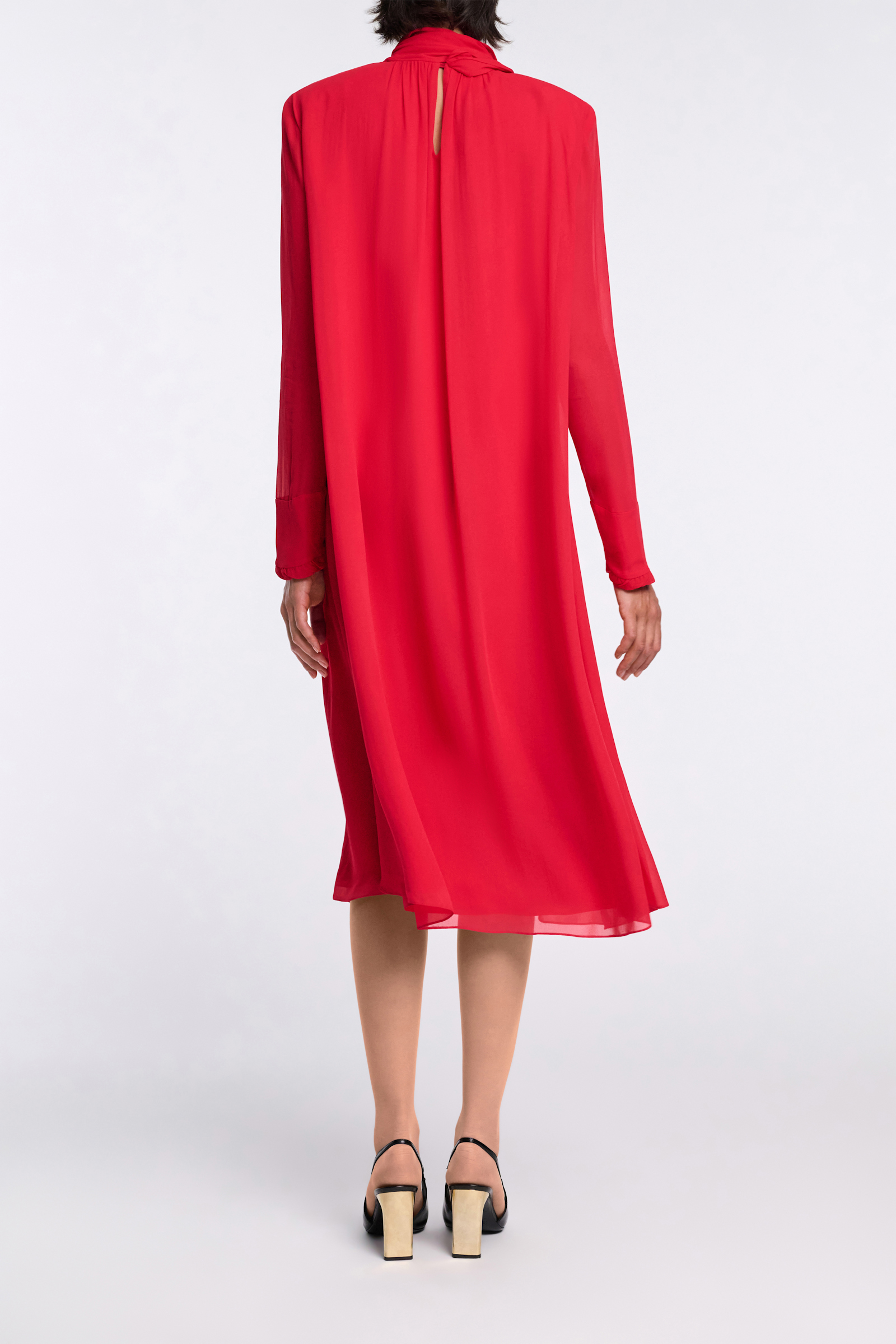 Dorothee Schumacher Turtleneck scarf dress in georgette lollipop