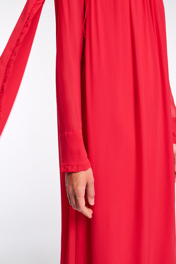 Dorothee Schumacher Turtleneck scarf dress in georgette lollipop