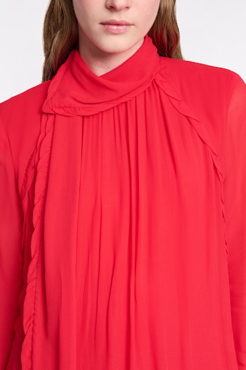 Dorothee Schumacher Kleid mit Rollkragen und langem Schal-Detail aus Georgette lollipop