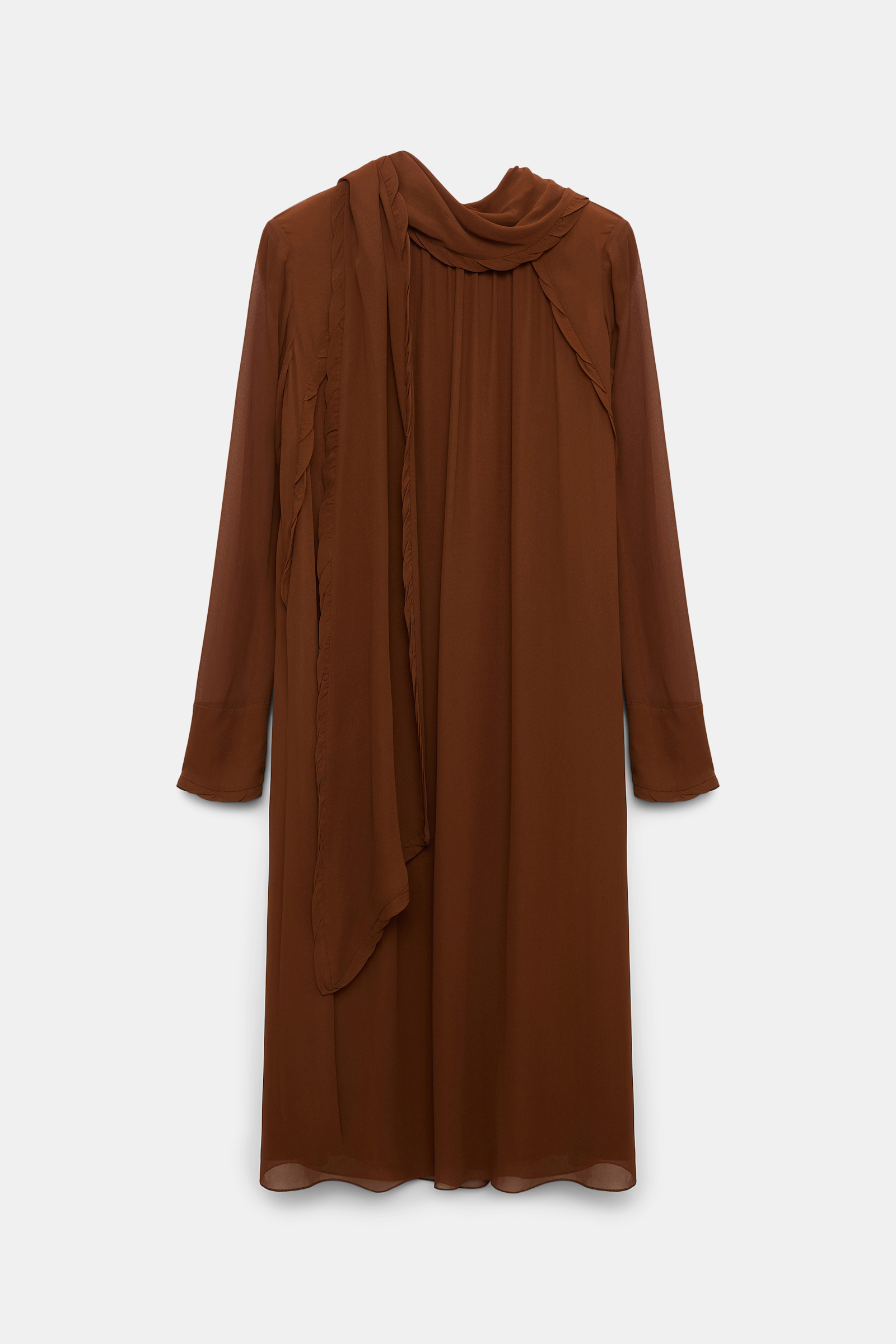 Dorothee Schumacher Turtleneck scarf dress in georgette caramello