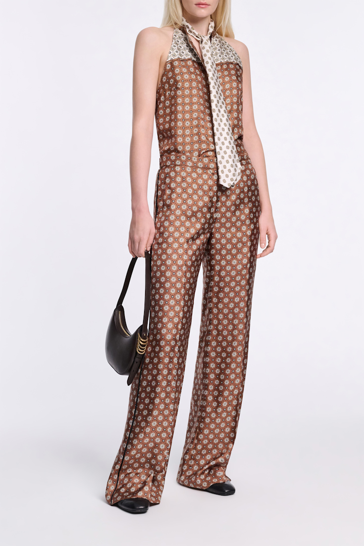 Dorothee Schumacher Hose aus bedrucktem Seidentwill brown big tie