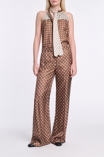 Dorothee Schumacher Printed silk twill trousers brown big tie