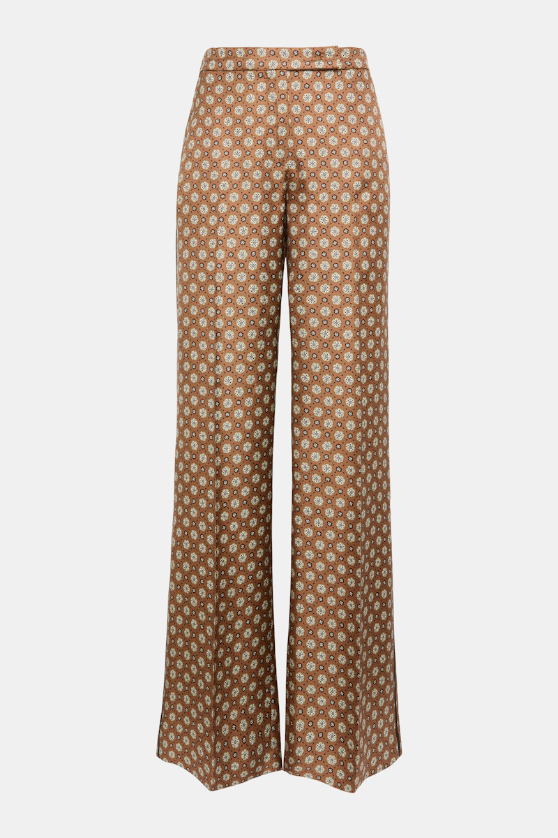 Dorothee Schumacher Printed Silk Twill Trousers In Brown