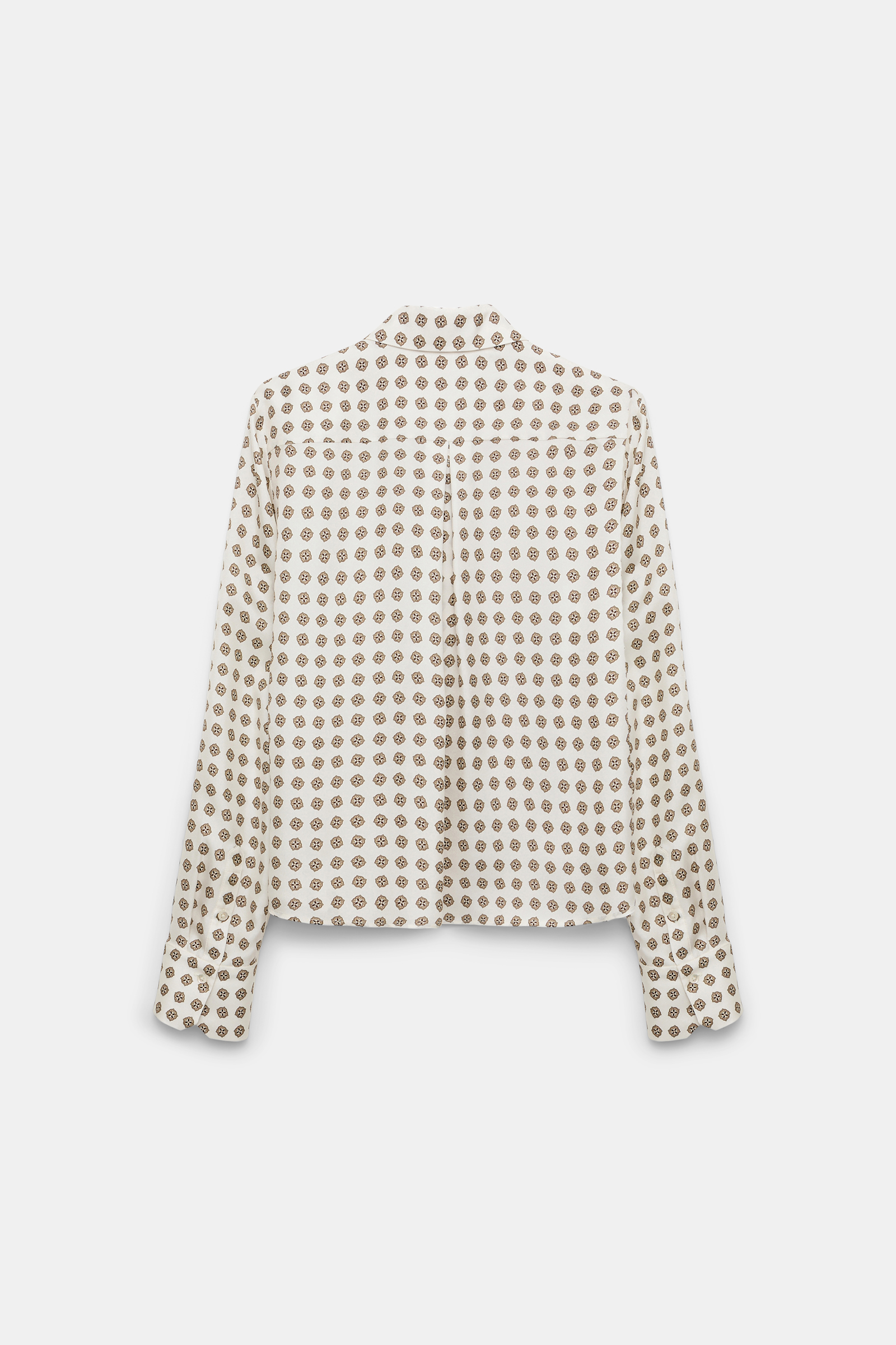 Dorothee Schumacher Bluse mit abnehmbarer Krawattenschleife aus bedrucktem Seidentwill creme mini tie