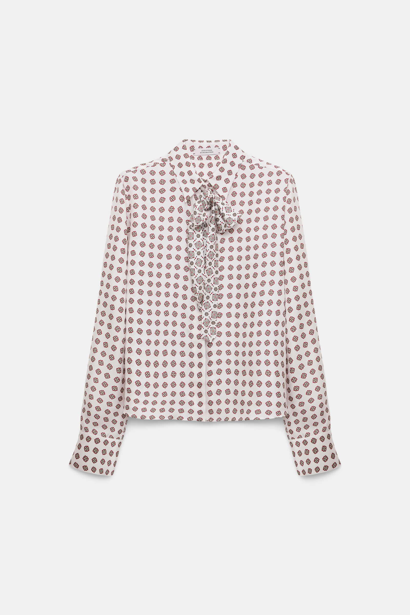Dorothee Schumacher Bluse mit abnehmbarer Krawattenschleife aus bedrucktem Seidentwill rose mini tie