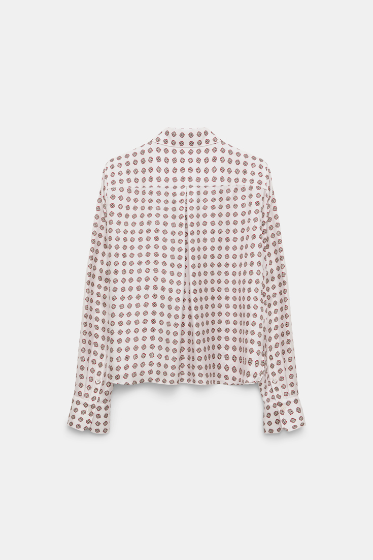 Dorothee Schumacher Bluse mit abnehmbarer Krawattenschleife aus bedrucktem Seidentwill rose mini tie