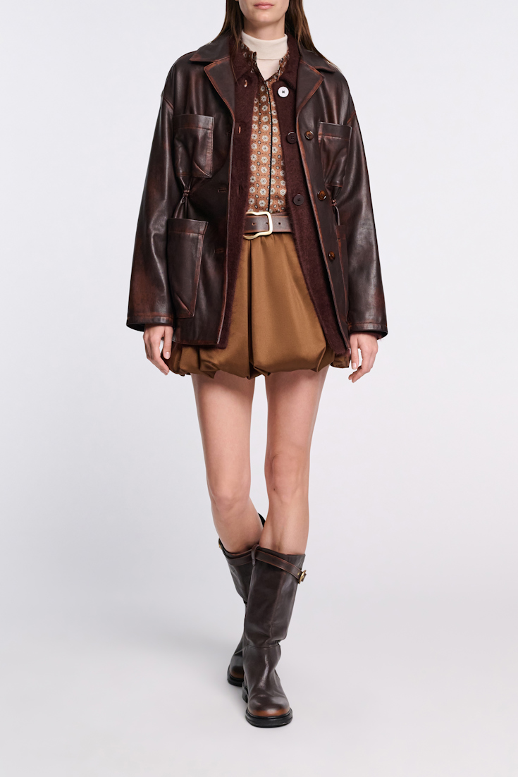 Dorothee Schumacher Hemdbluse aus bedrucktem Seidentwill brown big tie