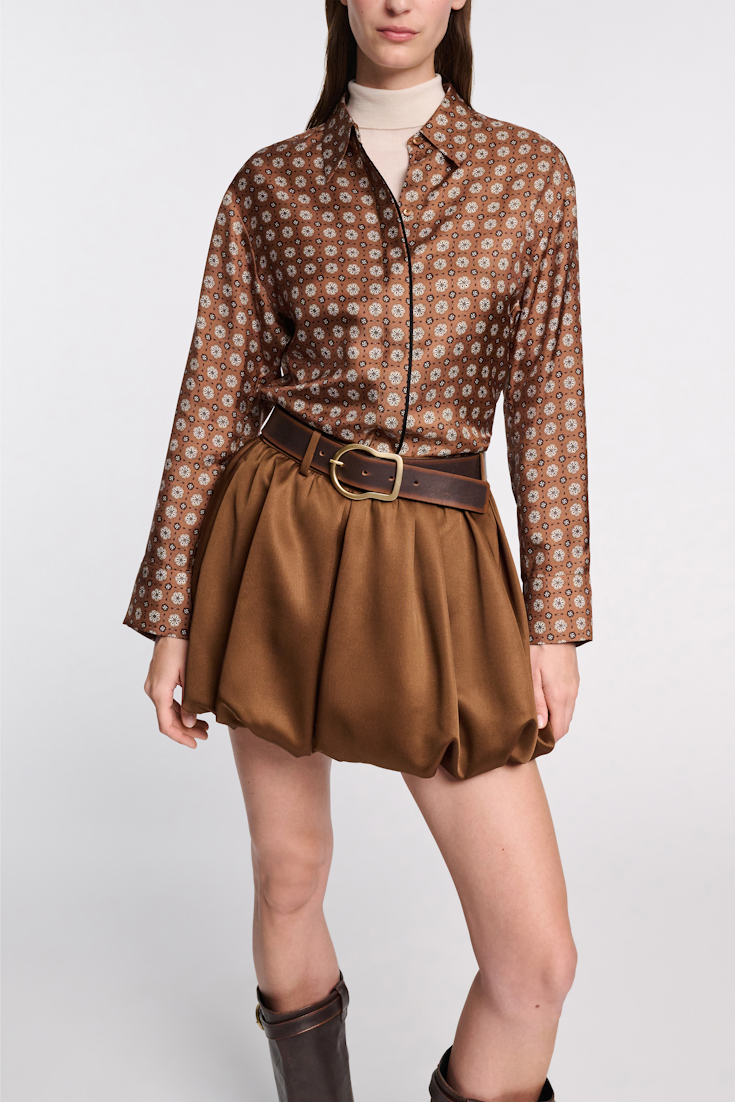 Dorothee Schumacher Hemdbluse aus bedrucktem Seidentwill brown big tie
