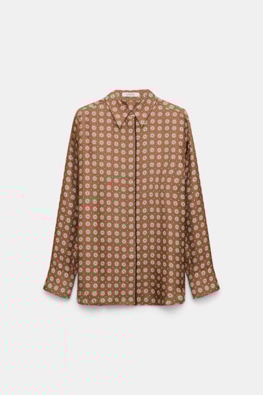 Dorothee Schumacher Hemdbluse aus bedrucktem Seidentwill brown big tie