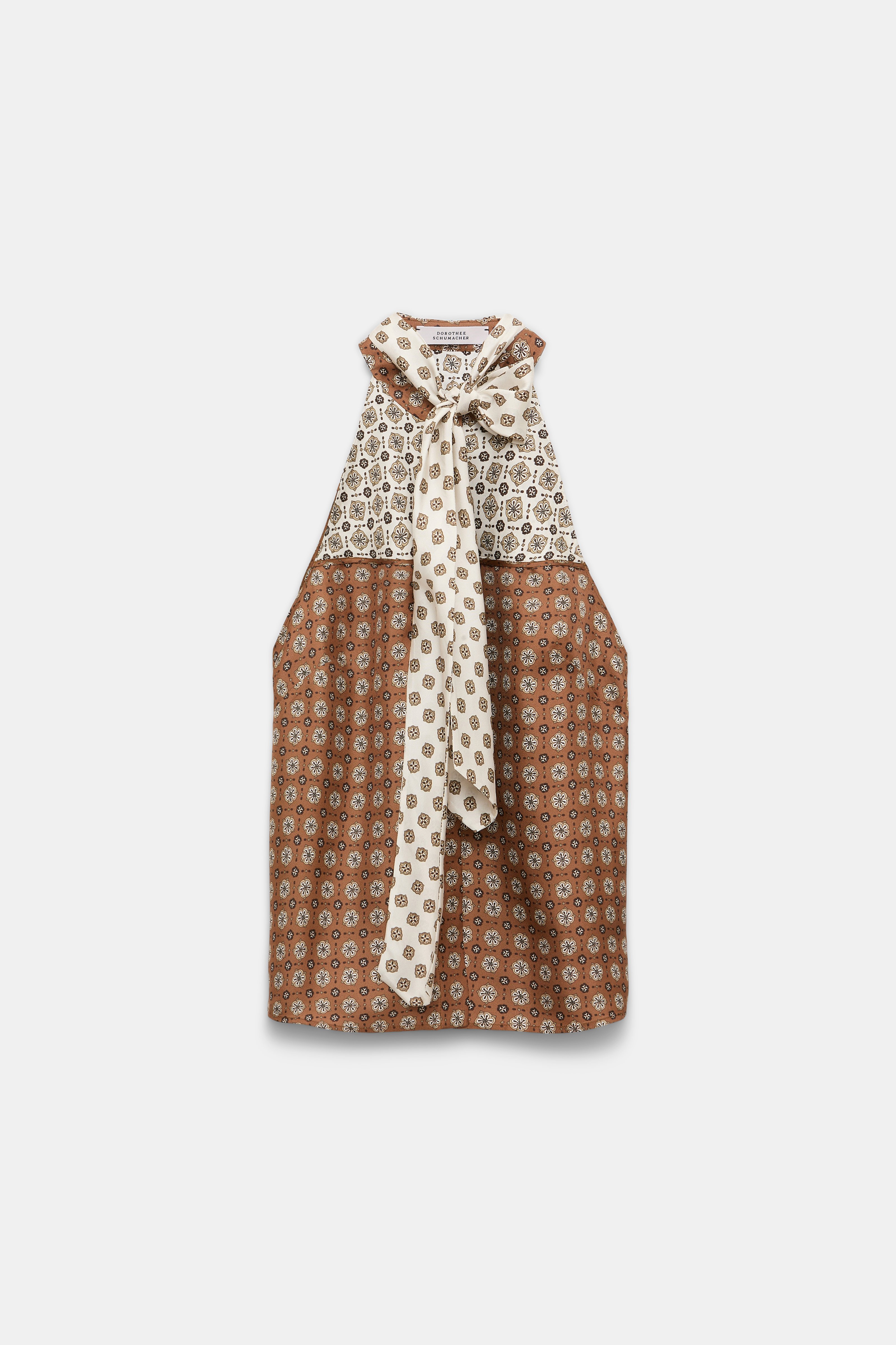 Dorothee Schumacher Printed silk twill patchwork top brown big tie
