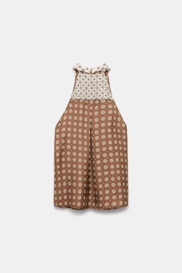 Dorothee Schumacher Printed silk twill patchwork top brown big tie