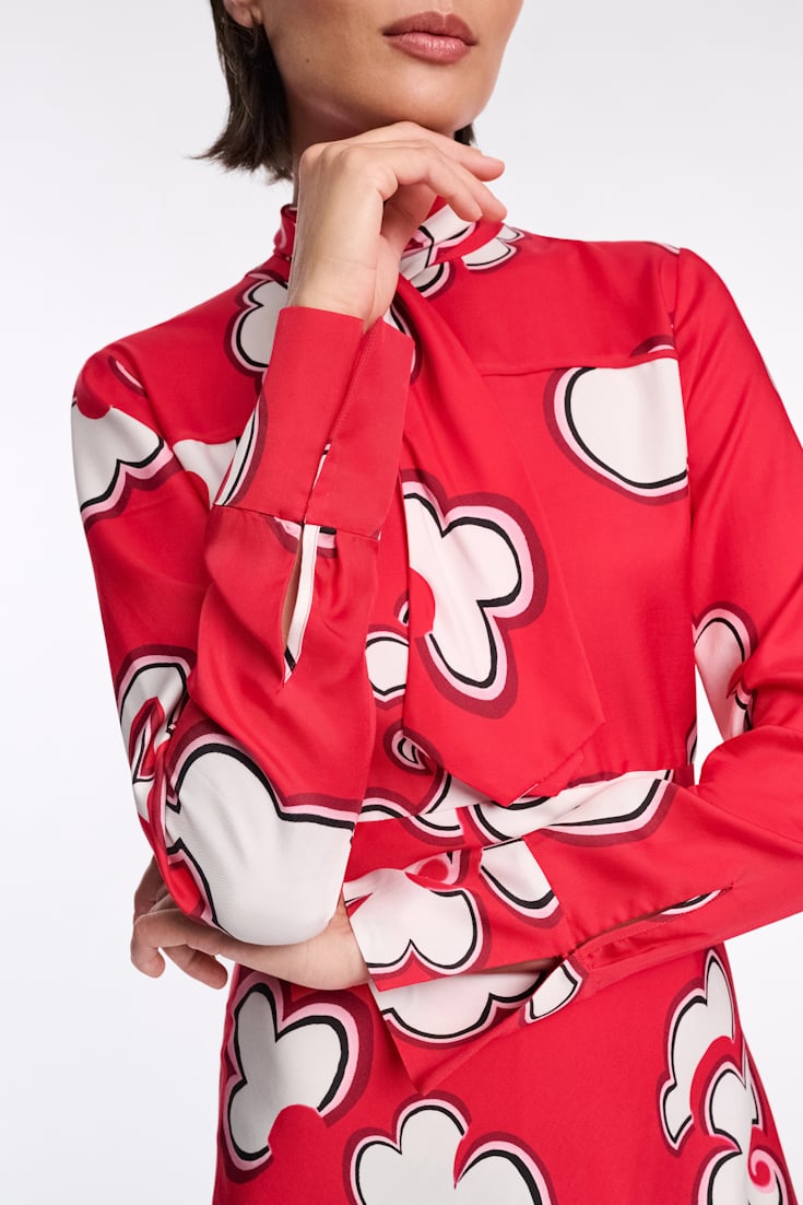 Dorothee Schumacher Langes Kleid aus bedruktem Viskose Twill red white