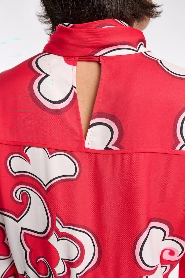 Dorothee Schumacher Langes Kleid aus bedruktem Viskose Twill red white