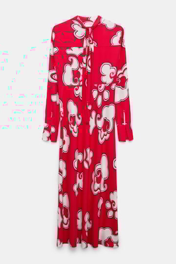 Dorothee Schumacher Langes Kleid aus bedruktem Viskose Twill red white