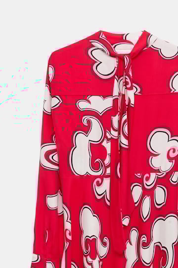 Dorothee Schumacher Langes Kleid aus bedruktem Viskose Twill red white