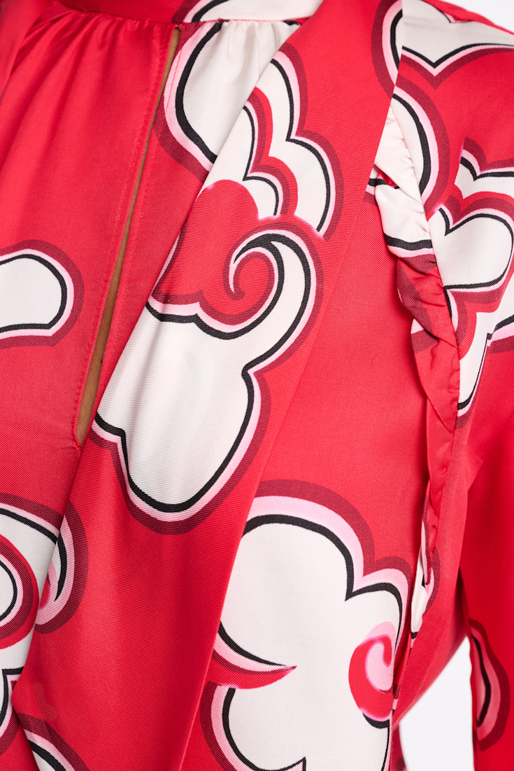 Dorothee Schumacher Bluse aus bedrucktem Viskose Twill red white
