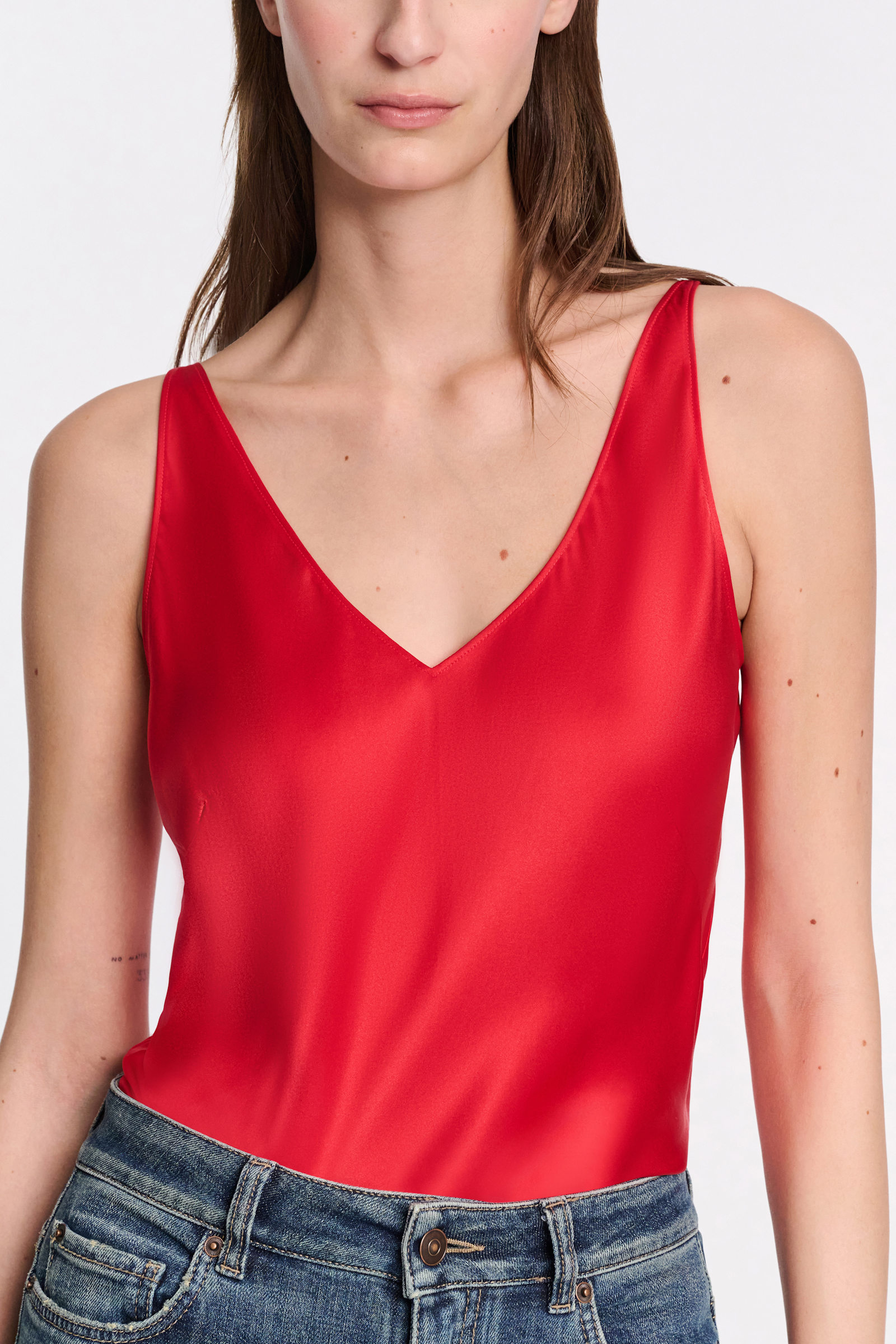 Dorothee Schumacher V-neck satin tank top lollipop