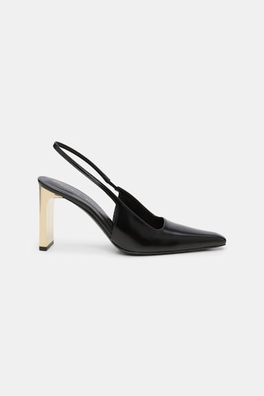 Dorothee Schumacher Slingback Pumps mit goldenem Absatz pure black