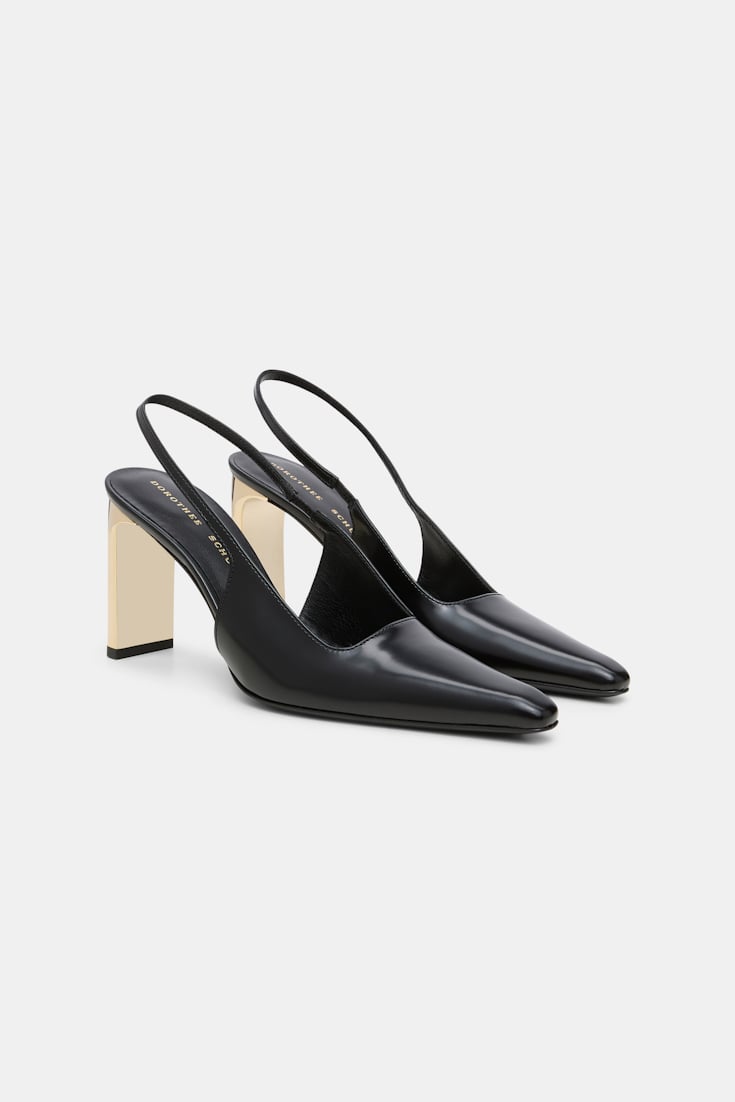 Dorothee Schumacher Slingback Pumps mit goldenem Absatz pure black