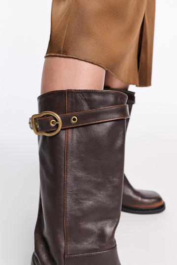 Dorothee Schumacher Tall boots with buckled top strap choco black
