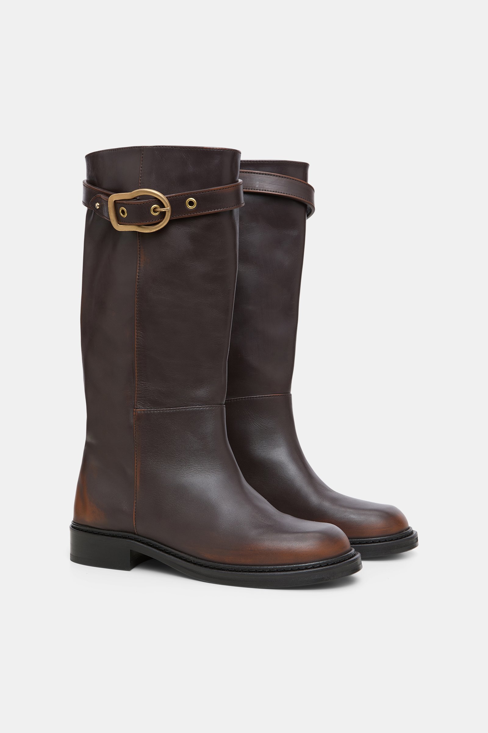 Dorothee Schumacher Hohe Boots mit Signature-Schließe choco black