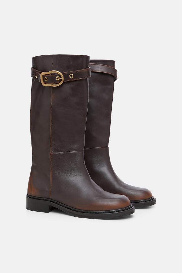 Dorothee Schumacher Hohe Boots mit Signature-Schließe choco black