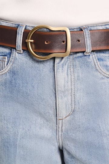 Dorothee Schumacher Gürtel mit Signature-Schließe und gebürstetem Effekt choco black