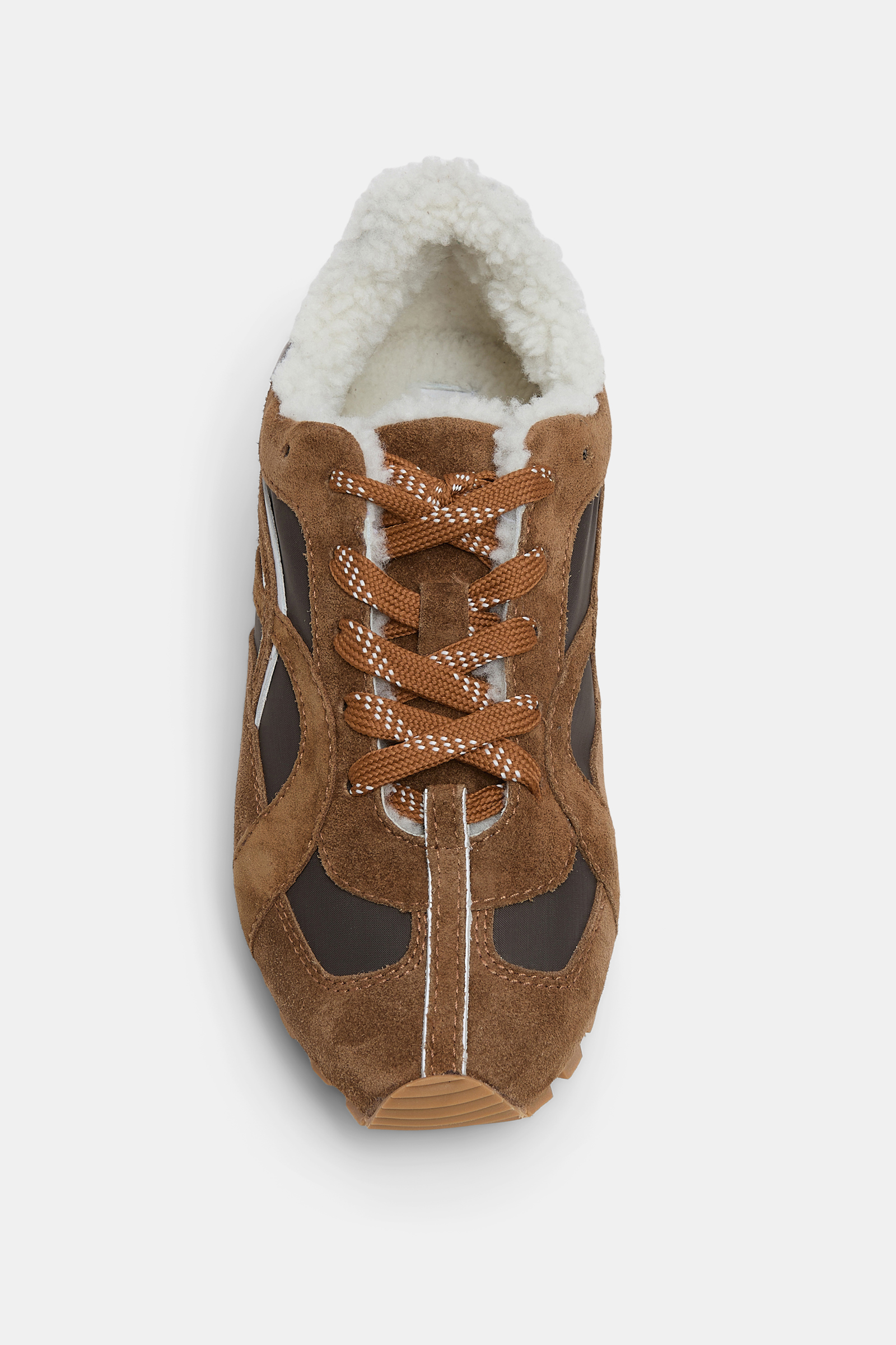 Dorothee Schumacher Shearling-lined mixed material sneakers camel brown