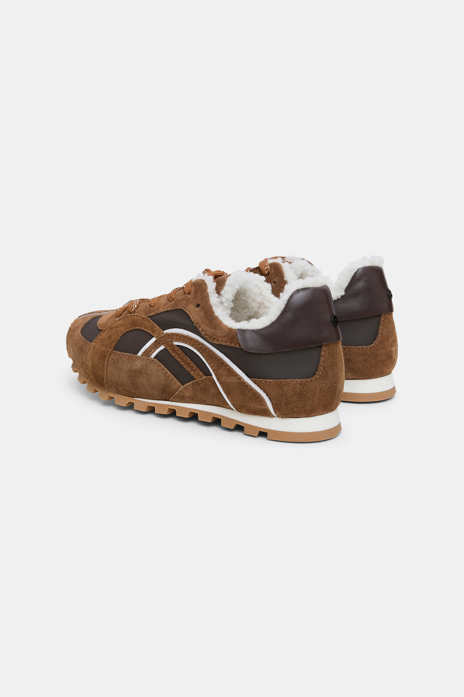 Dorothee Schumacher Shearling-lined mixed material sneakers camel brown