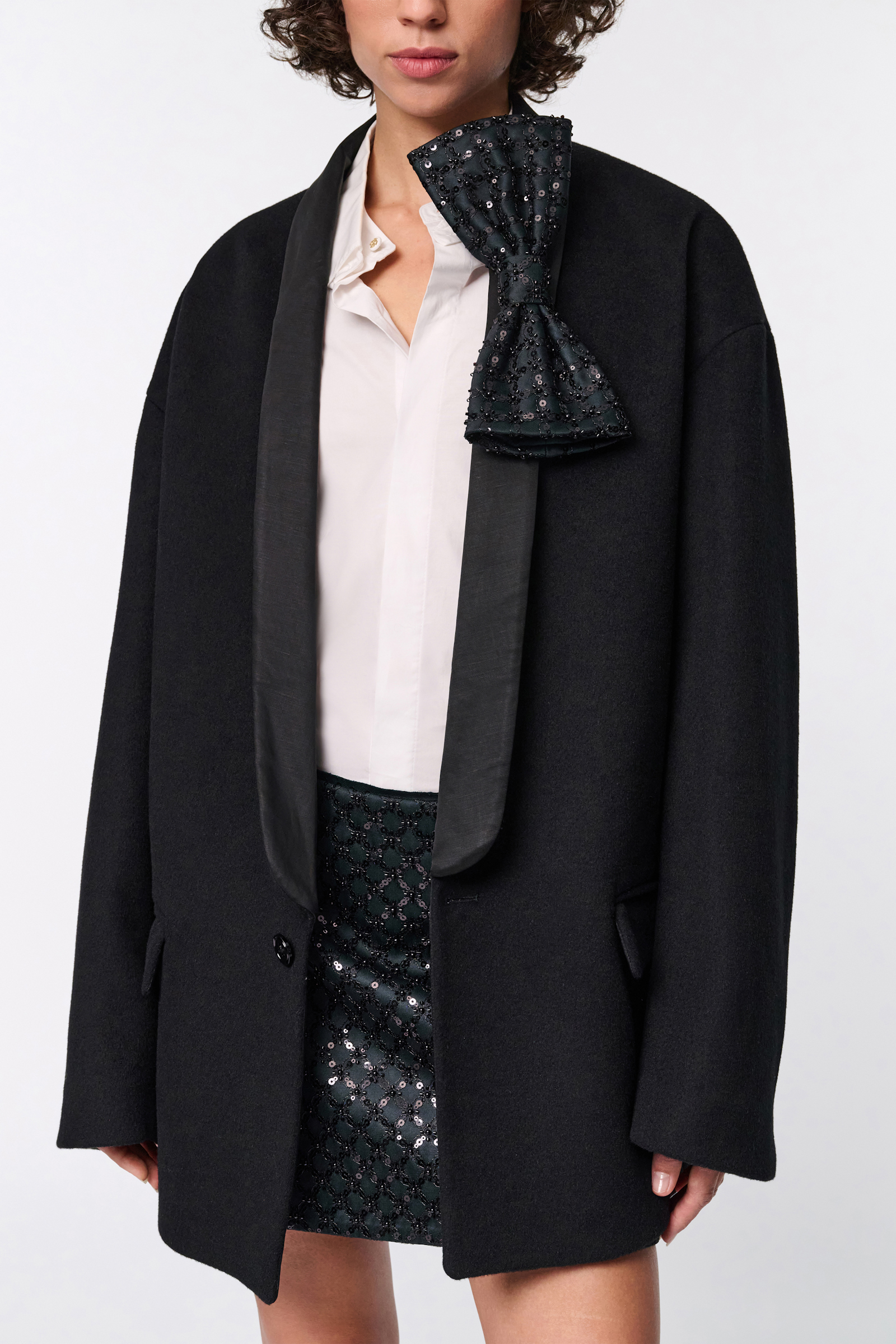 Dorothee Schumacher Embellished Duchesse bow brooch graphite